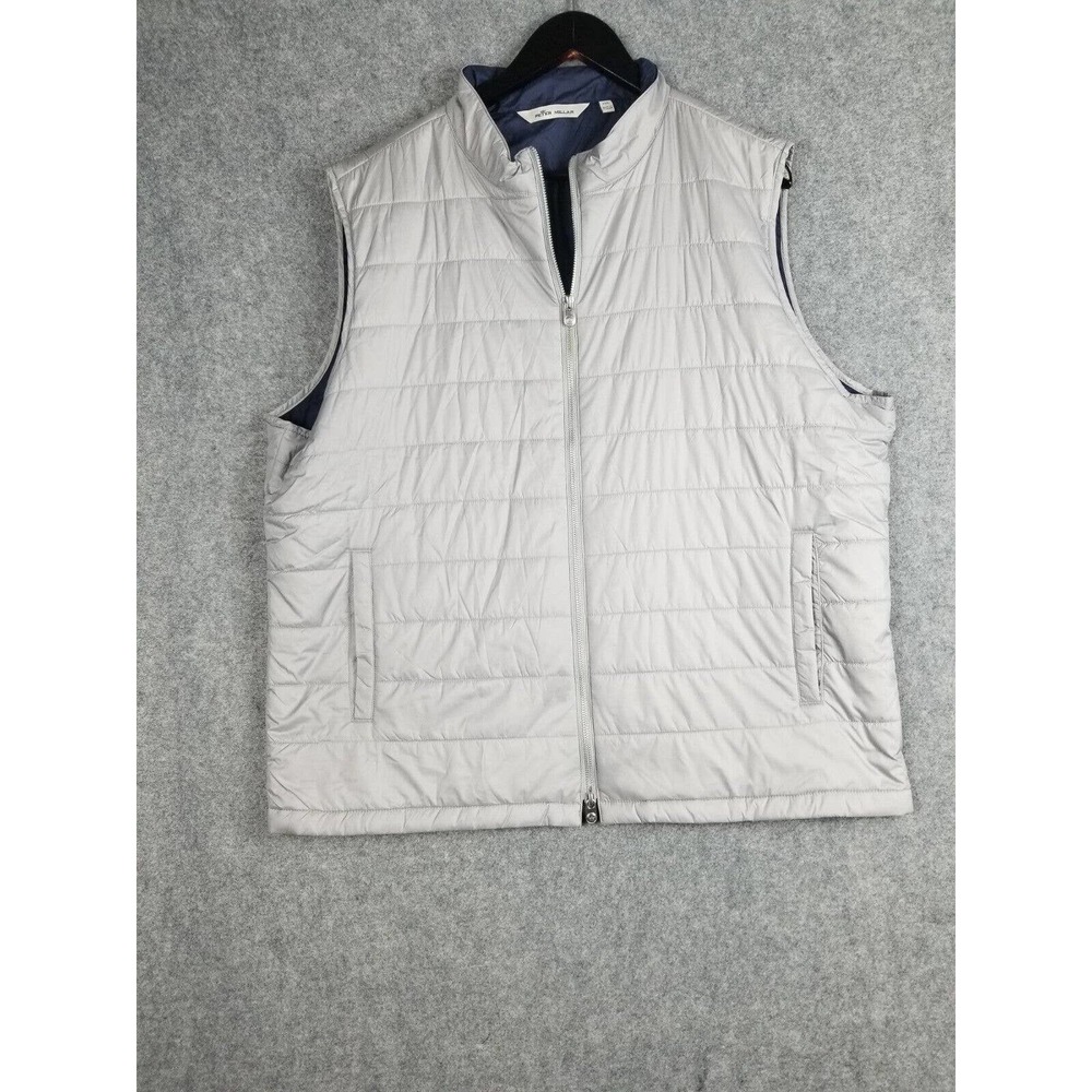 Peter Millar Vest Men size 2XL XXL Gray Quilted Reversible Puffer Warmth Vest